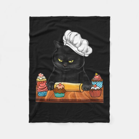Black Cat Baking Because Murder Is Wrong Cat Lover Fleece Deken (Voorkant)