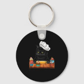 Black Cat Baking Because Murder Is Wrong Cat Lover Sleutelhanger (Voorkant)