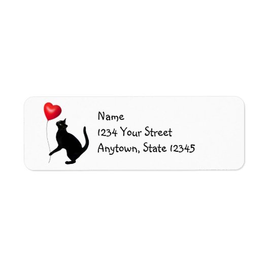Black Cat ballon retouradres labels (Voorkant)