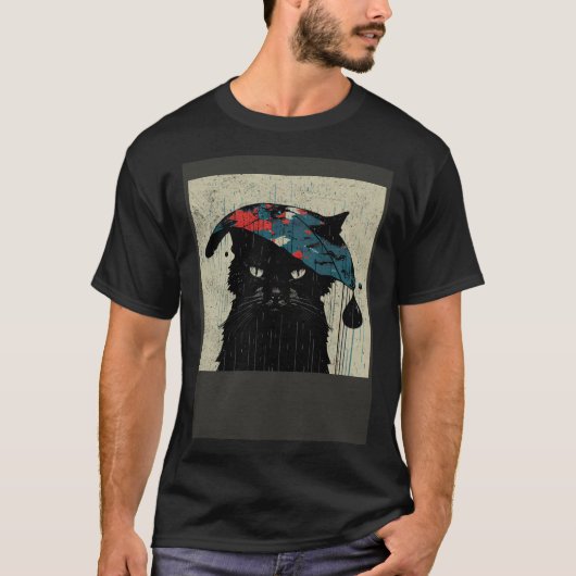 Black Cat Baseball Raining T-shirt (Voorkant)