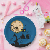 Black Cat, Bat, en Uil Halloween Papieren Bordje (Feest)