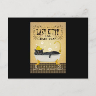 Black Cat Bath Soap Lazy Kitty Cat Funny Black Cat Briefkaart