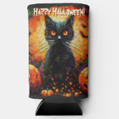 Black Cat Bats Pumpkins Whimsical Personalized (Voorkant)