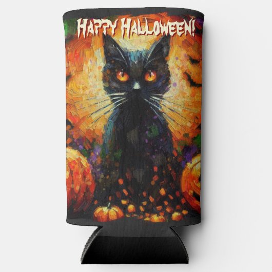Black Cat Bats Pumpkins Whimsical Personalized (Voorkant)