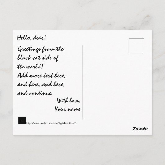Black Cat-begroetingen grappig aanpasbaar Briefkaart (Achterkant)