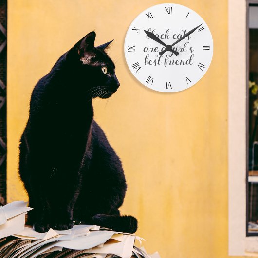 Black Cat Best Friend Citation Mur Horloge