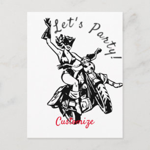 Black Cat Biker Babe Thunder_Cove  Briefkaart
