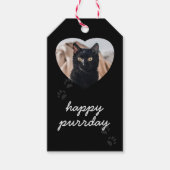 Black Cat Birthday Pet Photo Gift Label Cadeaulabel (Voorkant)
