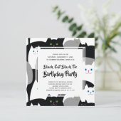 Black Cat Black Stropdas Grappig Verjaardagsfeest Kaart (Staand voorkant)