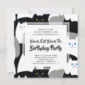 Black Cat Black Stropdas Grappig Verjaardagsfeest Kaart (Voorkant)