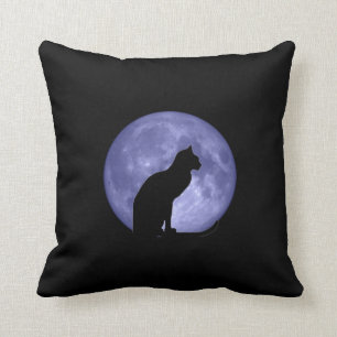 Black Cat Blue Moon Mojo Pillow Kussen