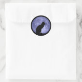 Black Cat Blue Moon Round Stickers (Tas)