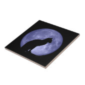 Black Cat Blue Moon Tile Trivet Tegeltje (Zijkant)
