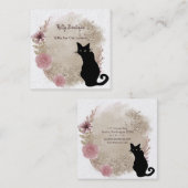 Black Cat Boho Waterverf Square Visitekaartje (Voorkant / Achterkant)