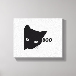 Black cat boo Halloween gift cats Canvas Afdruk