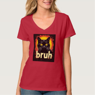 Black Cat Bruh Mème - Funny Cat T-Shirt