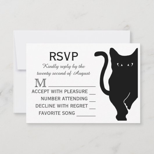 Black Cat bruiloft RSVP Kaartje (Voorkant)