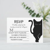 Black Cat bruiloft RSVP Kaartje (Staand voorkant)
