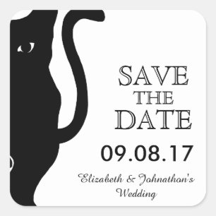 Black Cat Bruiloft Save The Date Vierkante Sticker