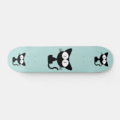BLACK CAT CARTOON BLUE SKATEBOARD DECK (Horizontaal)