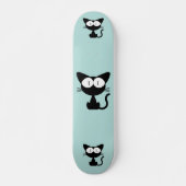 BLACK CAT CARTOON BLUE SKATEBOARD DECK (Voorkant)