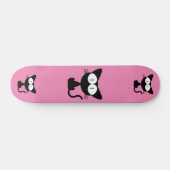 BLACK CAT CARTOON PINK SKATEBOARD DECK (Horizontaal)