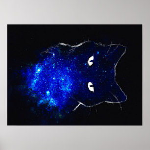 Black Cat Cat Cat Cat Gift, Cute Kitten Galaxy Gif Poster