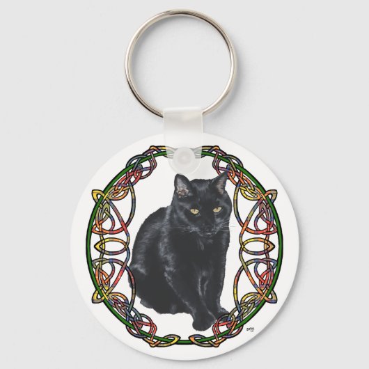 Black Cat Celtic Knotwork Sleutelhanger (Voorkant)