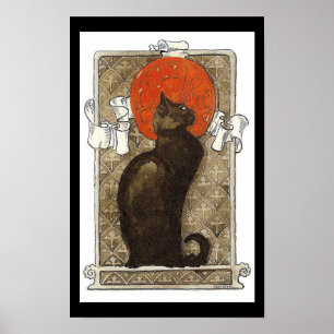 Black Cat/Chat Art Nouveau Poster