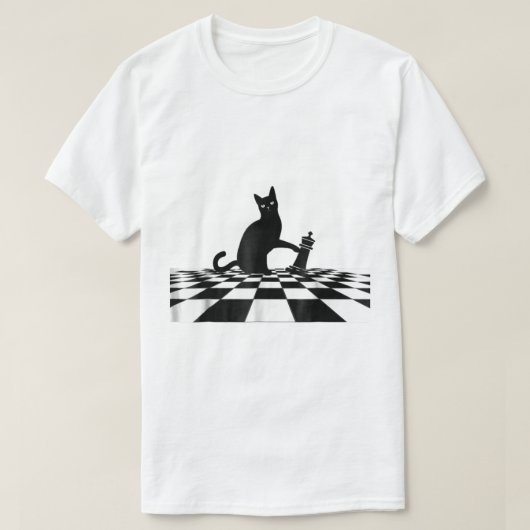 Black Cat Chess Checkmate Art T-shirt (Design voorkant)