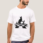 Black Cat Chess Checkmate Art T-shirt (Voorkant)