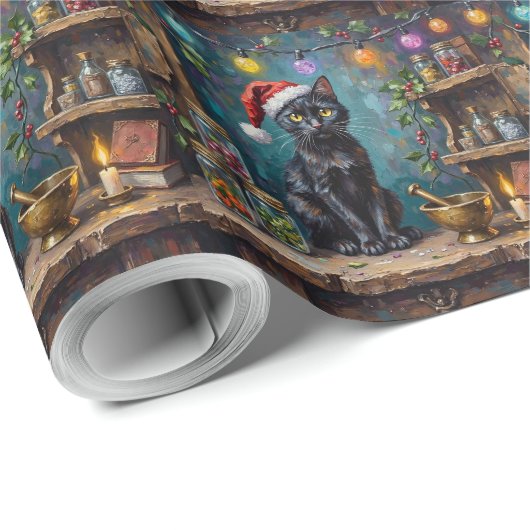 Black Cat Christmas Apothecary Magic Cadeaupapier (Rol Hoek)