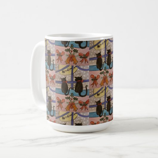 Black Cat Christmas Coffee Mug (Devant gauche)