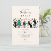 Black Cat Christmas Kaart (Staand voorkant)