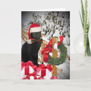 Black Cat Christmas Kaarten