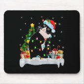 Black Cat Christmas Lights Santa Hat Black Cat Lov Muismat (Voorkant)