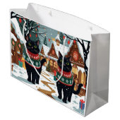 Black Cat Christmas Snow Holiday Groot Cadeauzakje (Achterkant Gekanteld)