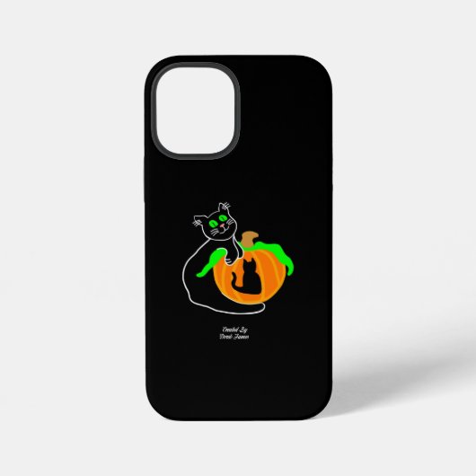 Black Cat Citrouille Apple iPhone 12 Mini Coque (Verso)