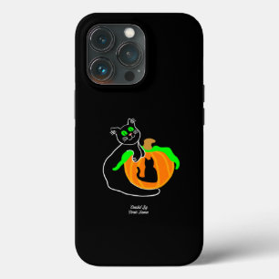 Black Cat Citrouille Apple iPhone 13 Pro Coque