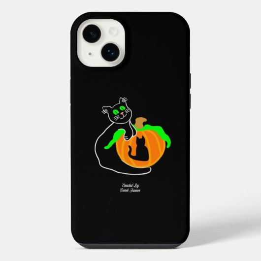 Black Cat Citrouille Apple iPhone 14 Plus Coque (Verso)