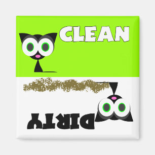 Black Cat Clean/Dirty Dishwaser Magnet Magneet