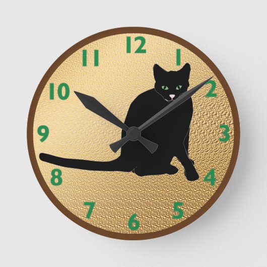 Black Cat Clock Ronde Klok (Voorkant)