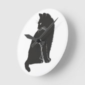 Black Cat Clock Ronde Klok (Hoek)