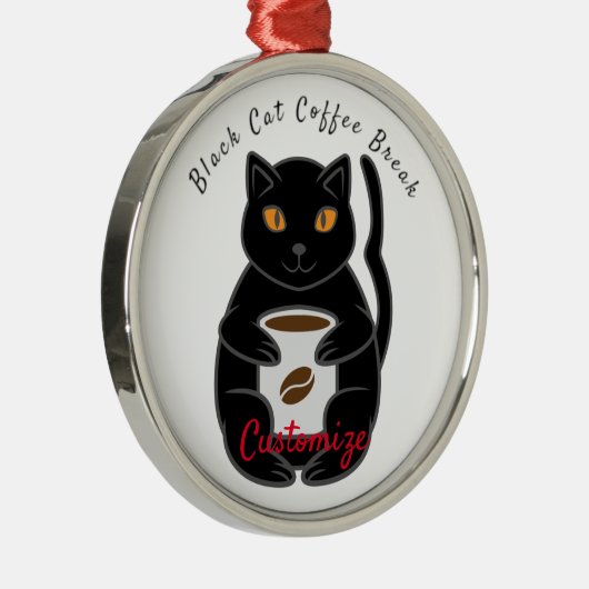 Black Cat Coffee Break Thunder_Cove Metalen Ornament (Rechts)