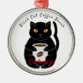Black Cat Coffee Break Thunder_Cove Metalen Ornament (Voorkant)