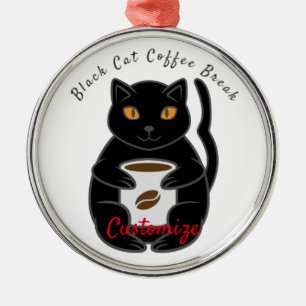 Black Cat Coffee Break Thunder_Cove Metalen Ornament