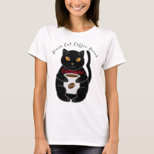 Black Cat Coffee Break Thunder_Cove  T-shirt
