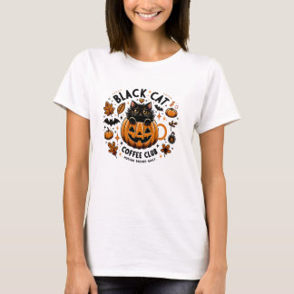 Black Cat Coffee Club T-shirt femme Halloween -