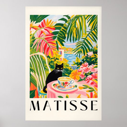 Black Cat Coffee Print Henri Matisse Style Kitchen (Voorkant)