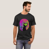 Black cat coloured background glowing eyes t-shirt (Voorkant volledig)